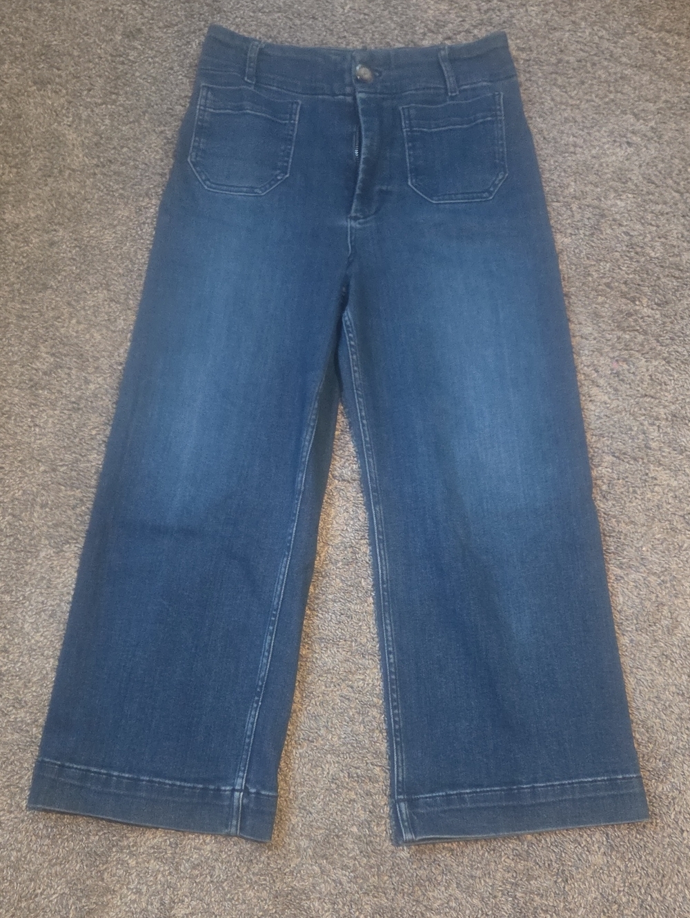 Pilcro Wide-Leg Crop Jeans in Deep Blue Wash Size 28